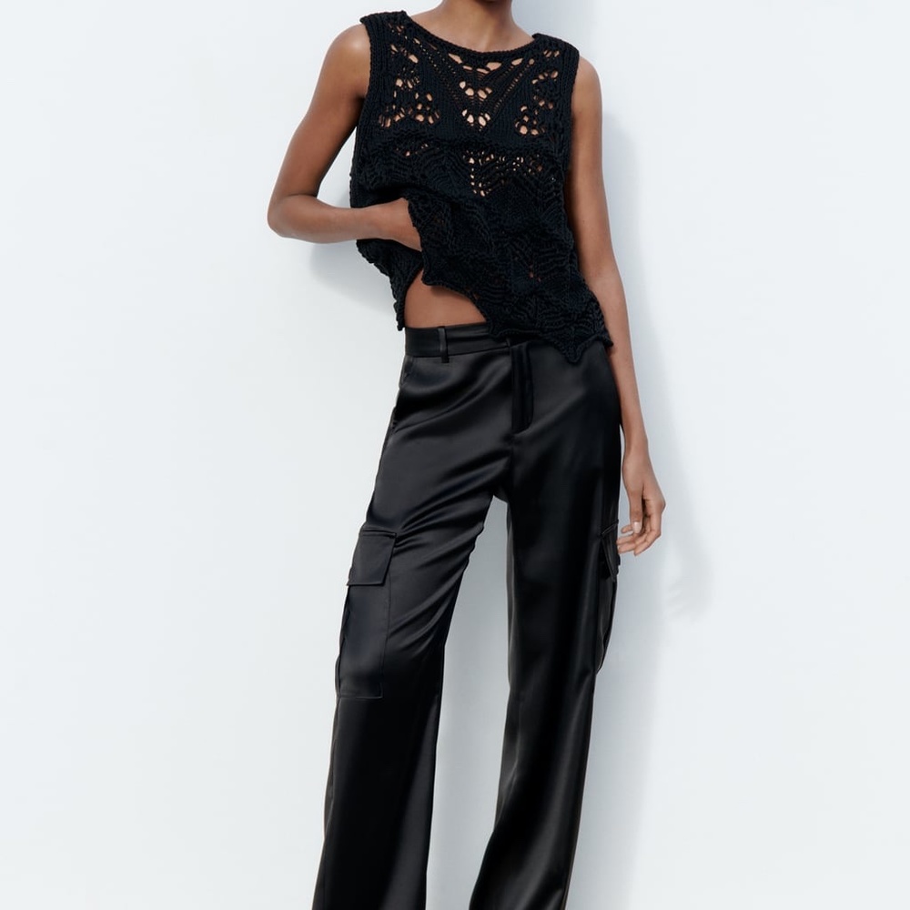 SATIN EFFECT CARGO PANTS